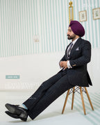 Classic Black Two-Piece Suit with White Stripes