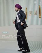 Classic Black Two-Piece Suit with White Stripes
