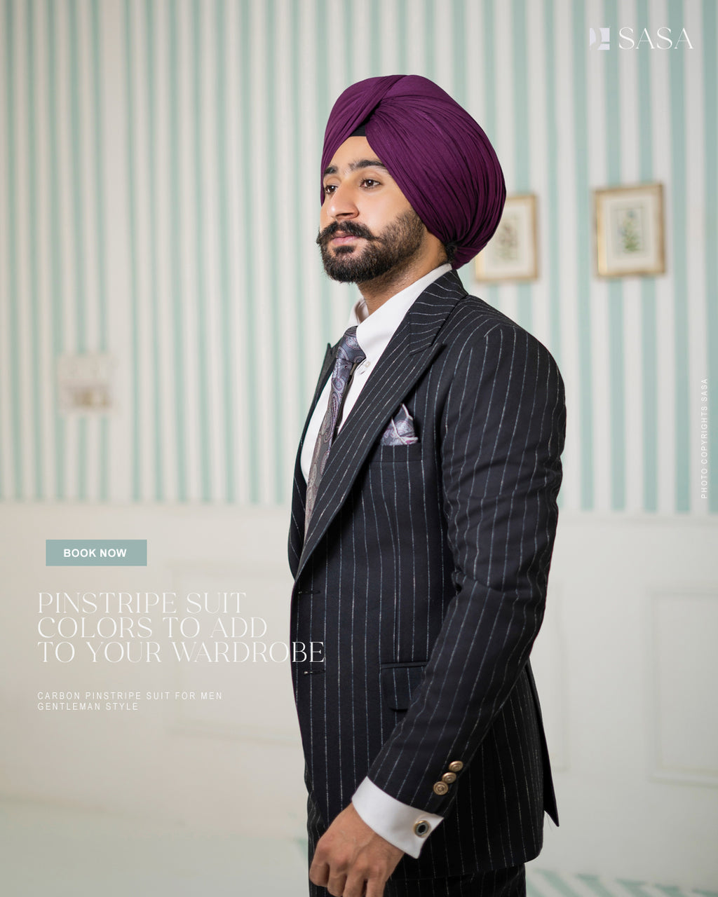 Classic Black Two-Piece Suit with White Stripes