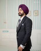 Classic Black Two-Piece Suit with White Stripes