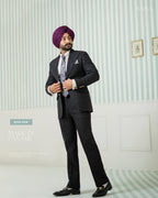 Classic Black Two-Piece Suit with White Stripes