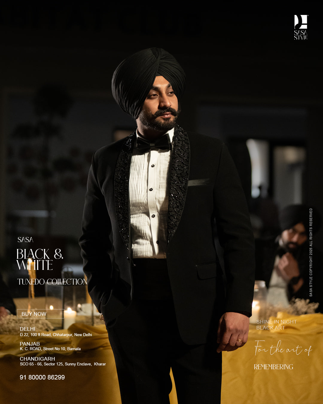 Classic Black & White Tuxedo for Graceful Evening Occasions