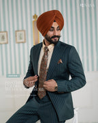 Classic Bottle Green Two-Piece Suit with Stripes