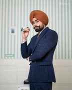 Royal Blue Pinstripe Double-Breasted Suit