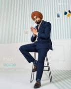 Royal Blue Pinstripe Double-Breasted Suit