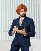 Royal Blue Pinstripe Double-Breasted Suit