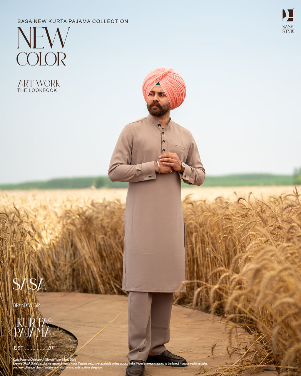 Coffee Brown Baaz Embroidered Jacket with Pale Pink Kurta Pajama