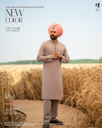 Coffee Brown Baaz Embroidered Jacket with Pale Pink Kurta Pajama