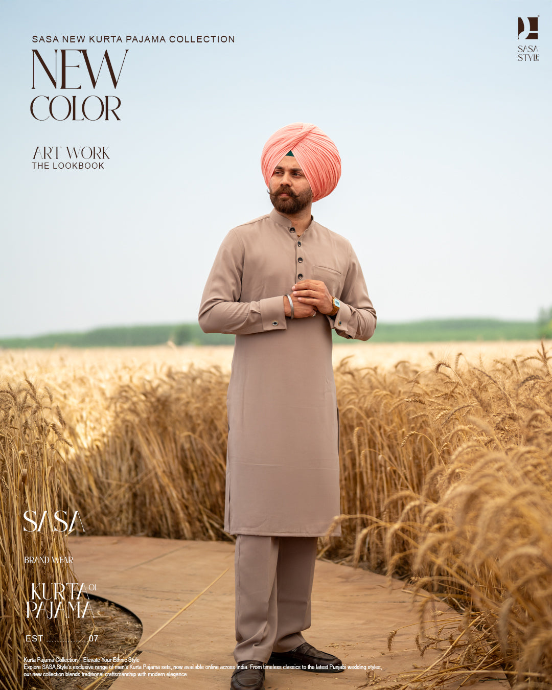 Coffee Brown Baaz Embroidered Jacket with Pale Pink Kurta Pajama