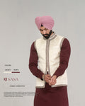 Cream Jodhpuri Embroidered Jacket with Cherry Kurta Pajama
