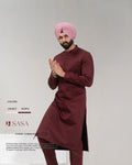 Cream Jodhpuri Embroidered Jacket with Cherry Kurta Pajama