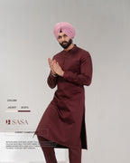 Cream Jodhpuri Embroidered Jacket with Cherry Kurta Pajama