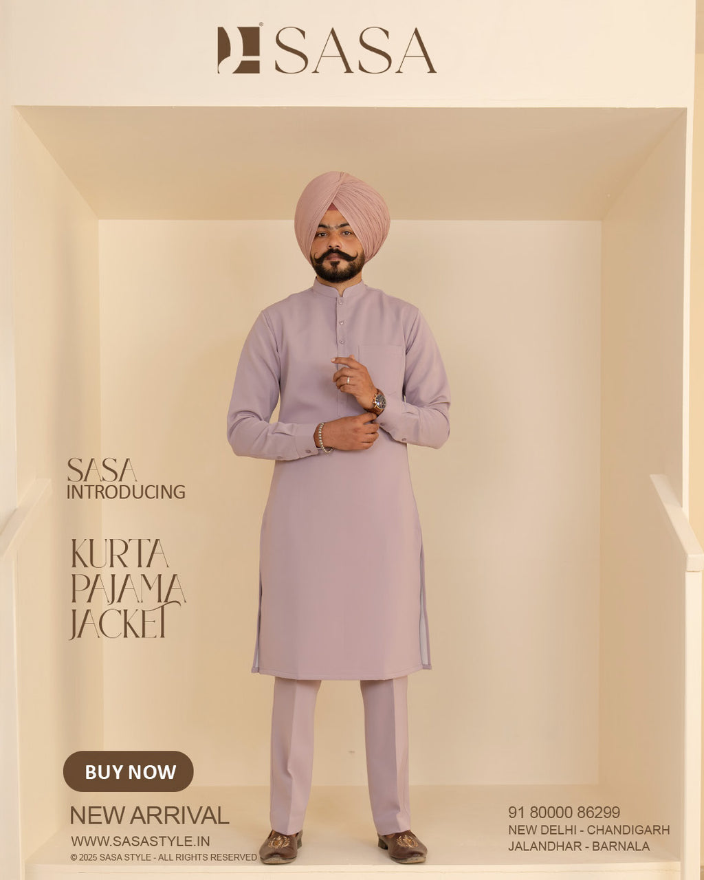 Dark Plum Embroidered Jacket with Pastel Lavender Kurta Pajama