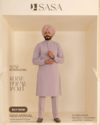 Dark Plum Embroidered Jacket with Pastel Lavender Kurta Pajama