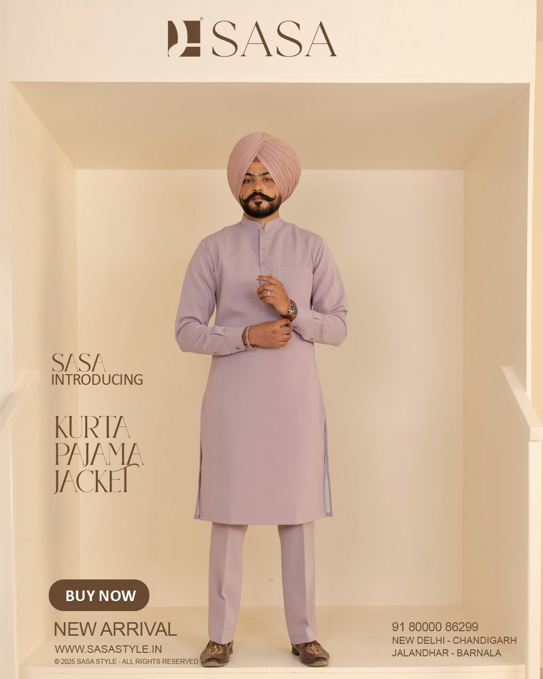 Dark Plum Embroidered Jacket with Pastel Lavender Kurta Pajama