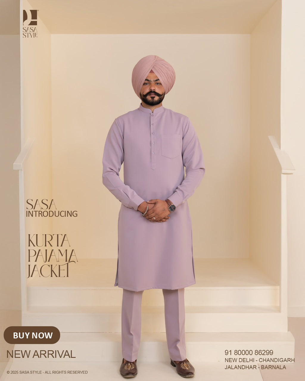 Dark Plum Embroidered Jacket with Pastel Lavender Kurta Pajama