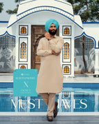 Dark Tan Multi-Pocket Jacket with Beige Kurta Pajama