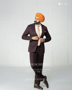 Dark Wine-Colored 2pc Coat Pant