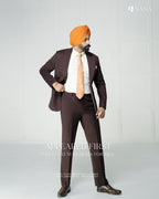 Dark Wine-Colored 2pc Coat Pant