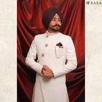 Elegant Ivory Designer Achkan with Royal Contemporary Wedding Appeal