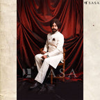Elegant Ivory Designer Achkan with Royal Contemporary Wedding Appeal