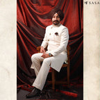 Elegant Ivory Designer Achkan with Royal Contemporary Wedding Appeal