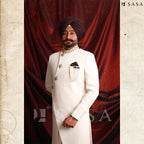 Elegant Ivory Designer Achkan with Royal Contemporary Wedding Appeal