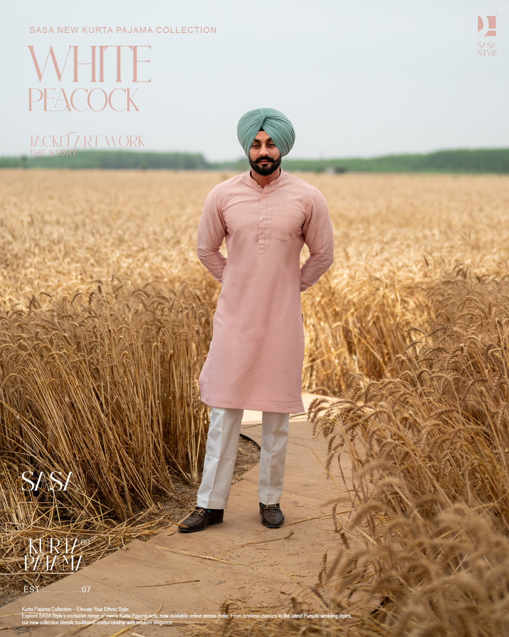Dusty Pink Embroidered Jacket with Pink Kurta Off-White Pajama