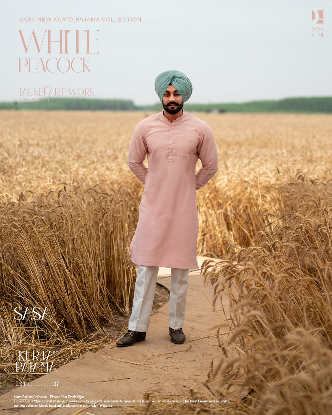 Dusty Pink Embroidered Jacket with Pink Kurta Off-White Pajama