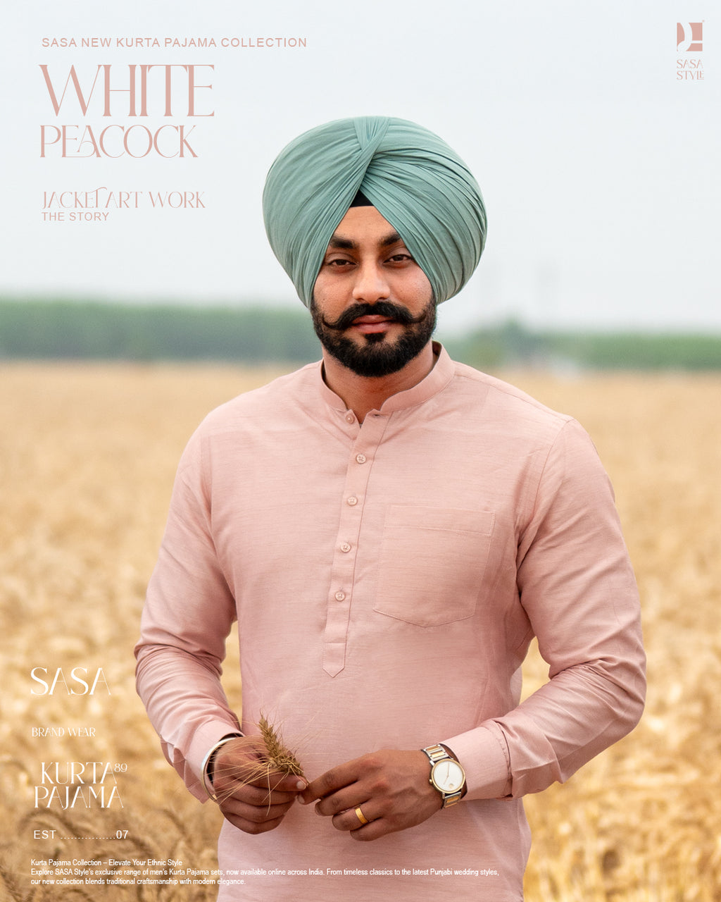 Dusty Pink Embroidered Jacket with Pink Kurta Off-White Pajama