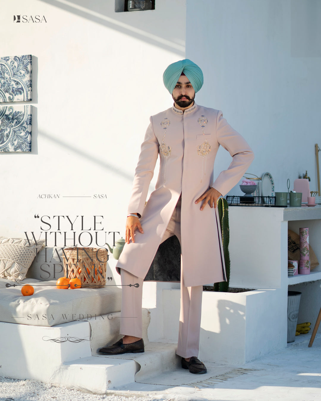 Dusty Rose Achkan Set – A Fusion of Modern & Indian Elegance