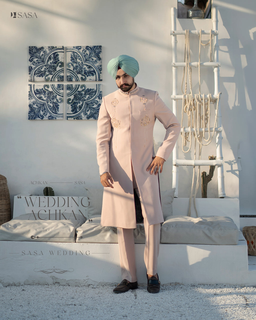 Dusty Rose Achkan Set – A Fusion of Modern & Indian Elegance