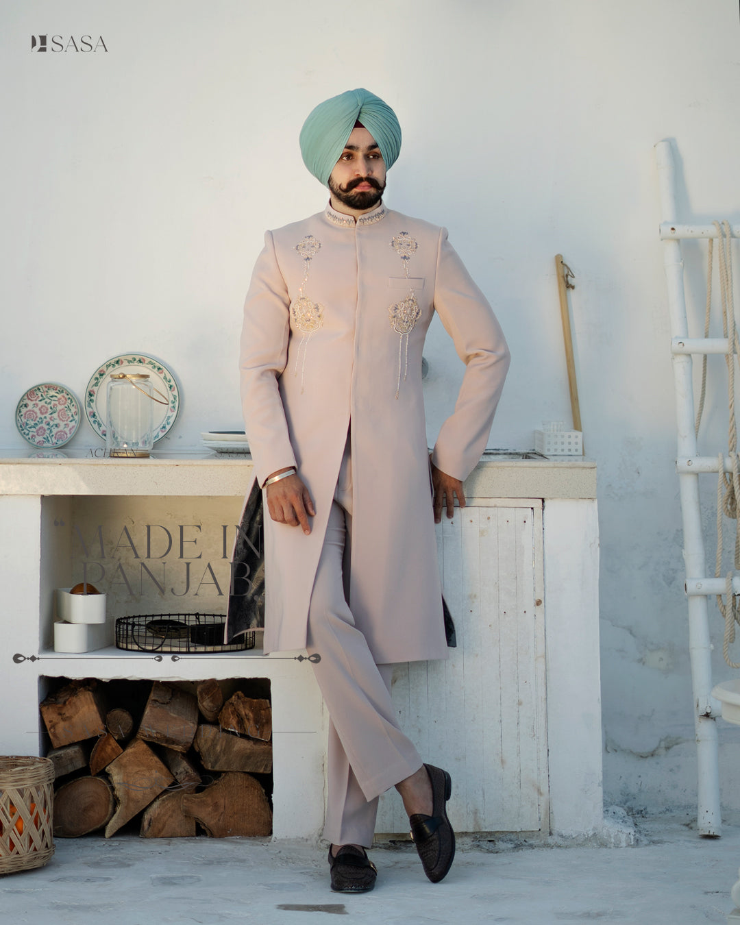 Dusty Rose Achkan Set – A Fusion of Modern & Indian Elegance