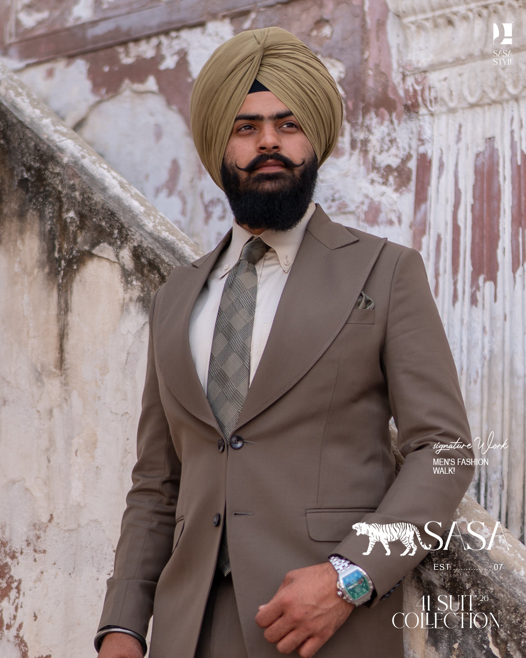 Elegant Olive Brown Two-Piece Suit for Modern Sophisticated Style