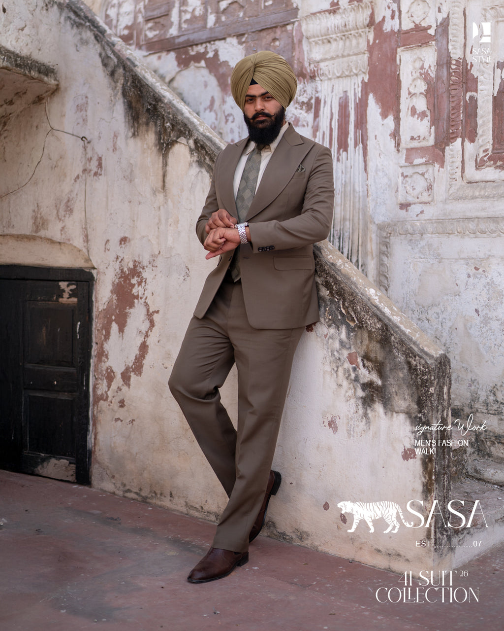 Elegant Olive Brown Two-Piece Suit for Modern Sophisticated Style