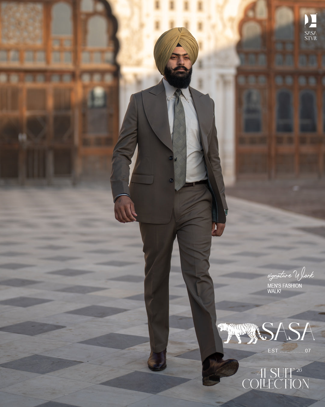 Elegant Olive Brown Two-Piece Suit for Modern Sophisticated Style