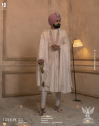 Elegant White Sherwani with Hand Embroidery for Modern Grooms