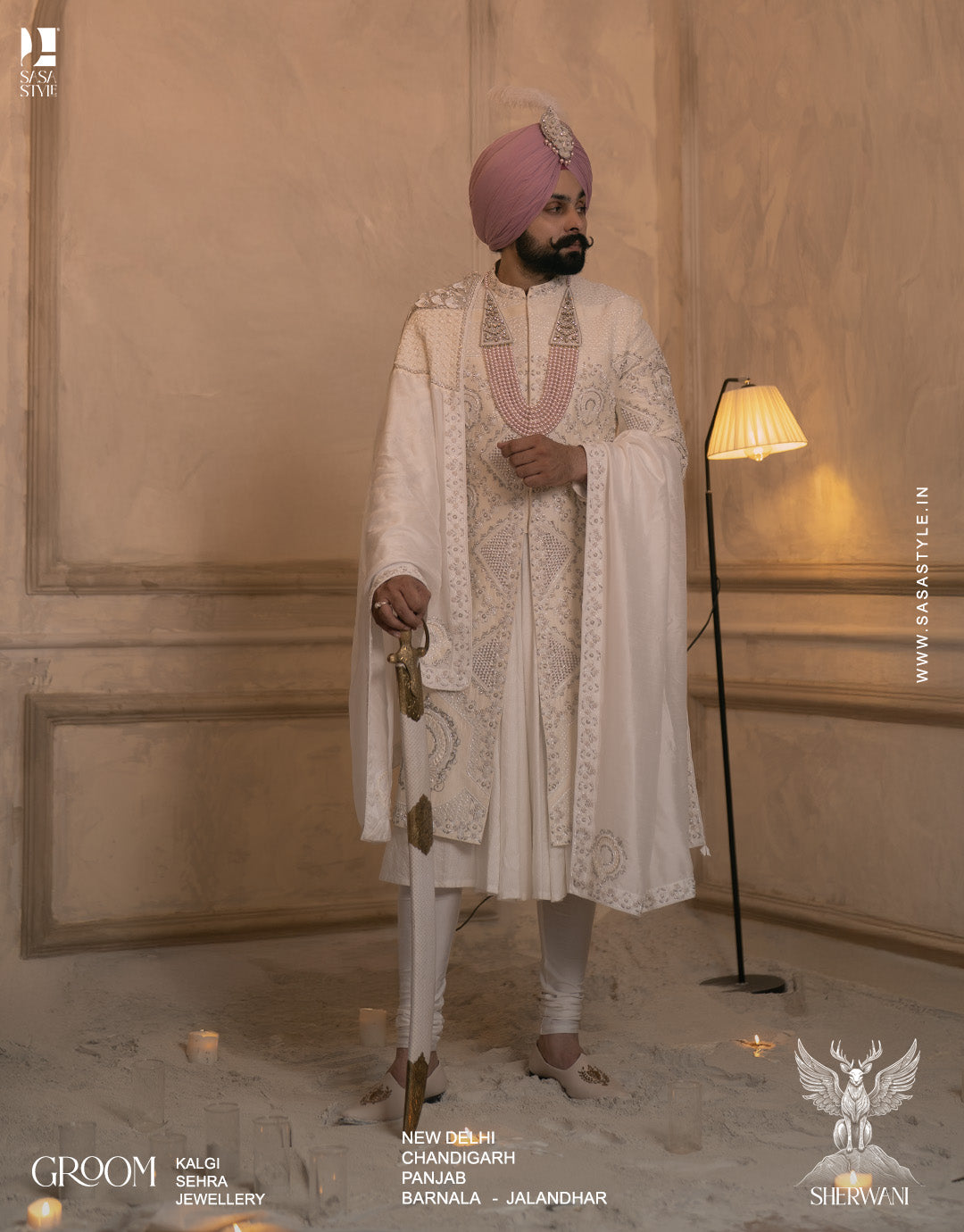 Elegant White Sherwani with Hand Embroidery for Modern Grooms