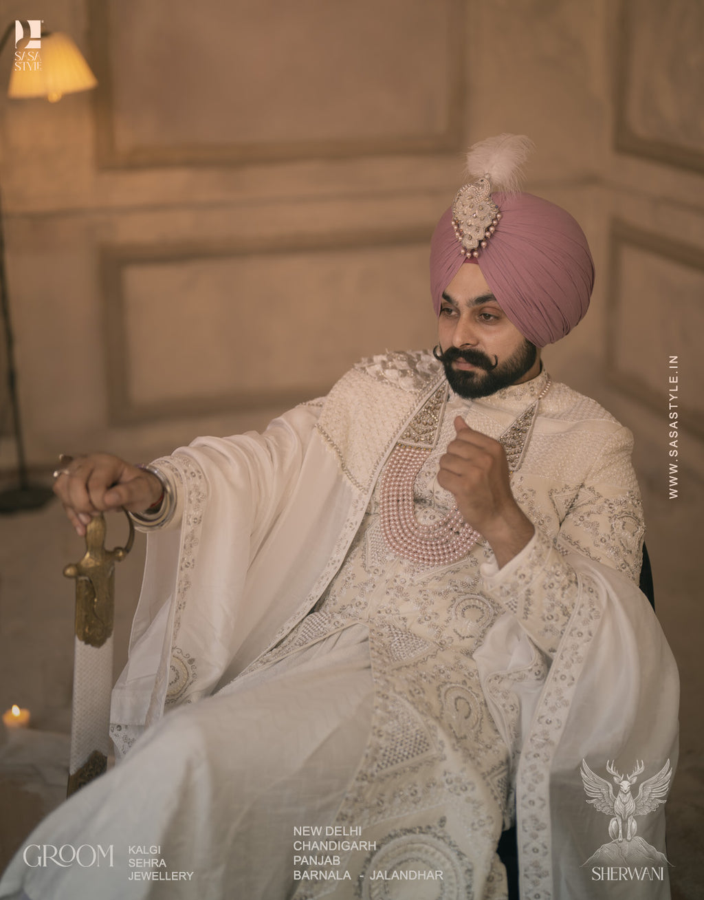 Elegant White Sherwani with Hand Embroidery for Modern Grooms
