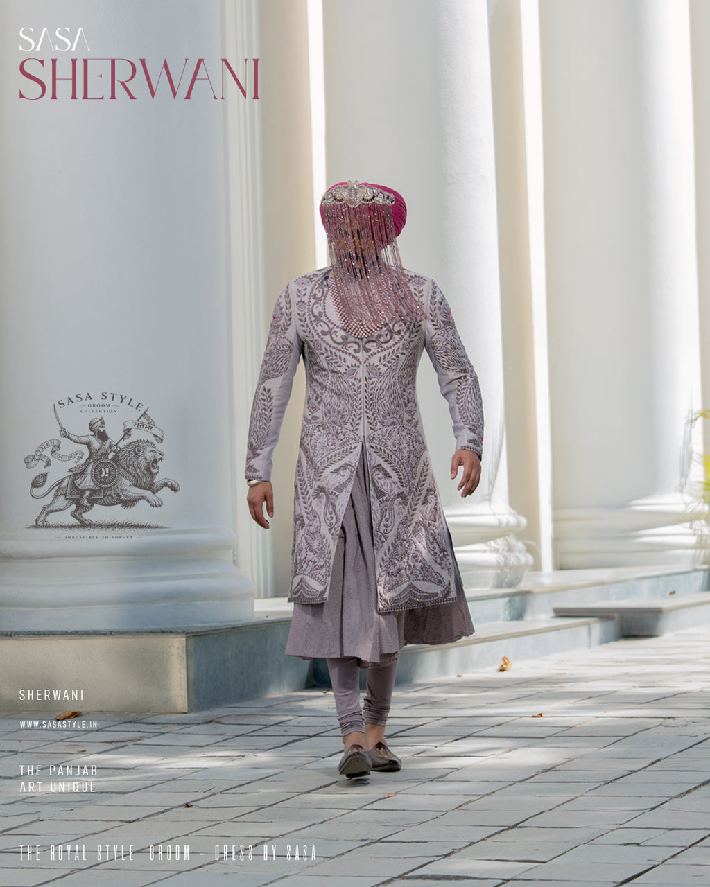 Royal Mauve Embroidered Sherwani Showcasing Timeless Elegance and Regal Craftsmanship