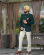 Emerald Green 2 Piece Band Gala Coat Pant
