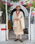 Exquisite Ivory Angrakha Sherwani with Pajami & Pala
