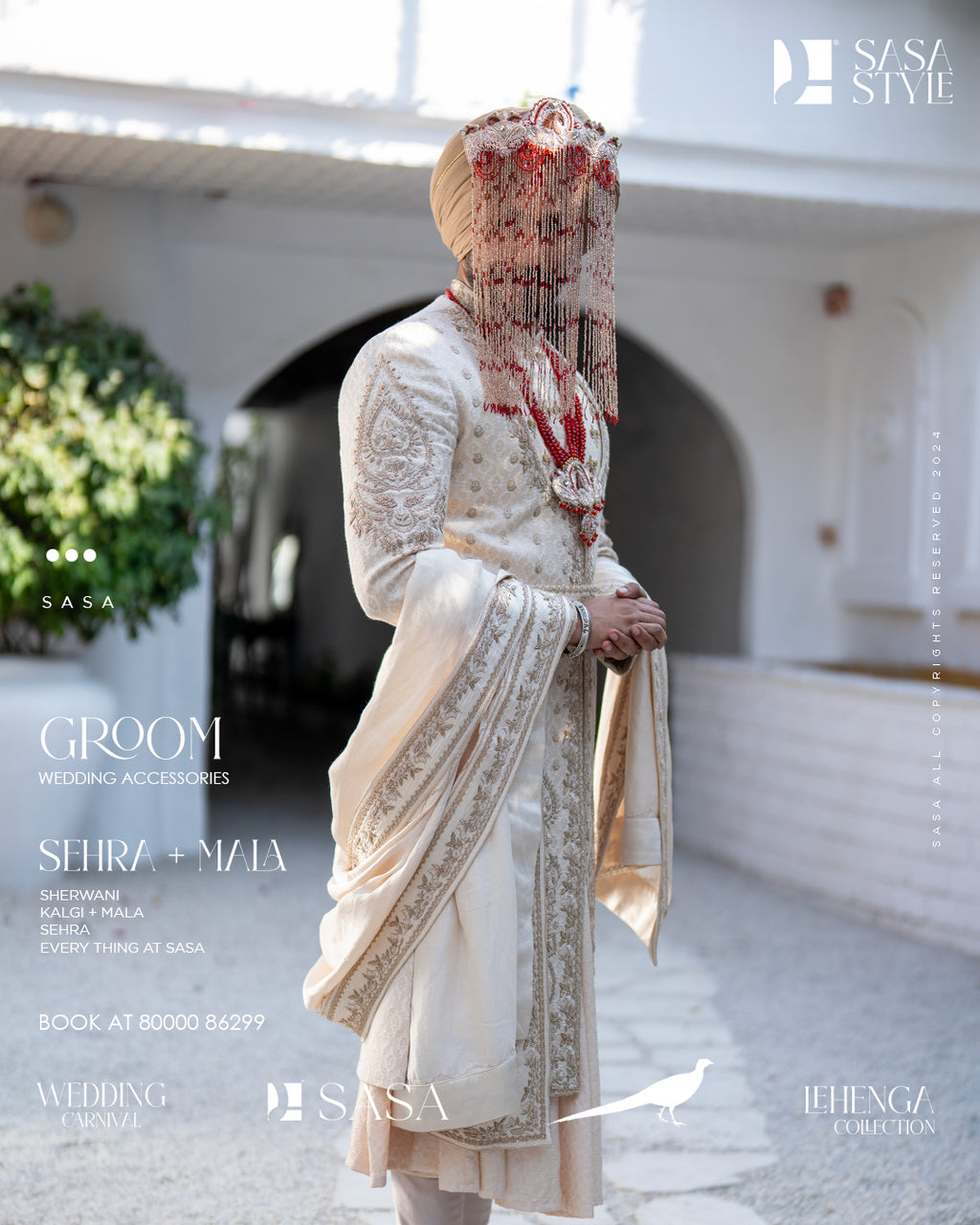 Exquisite Ivory Angrakha Sherwani with Pajami & Pala
