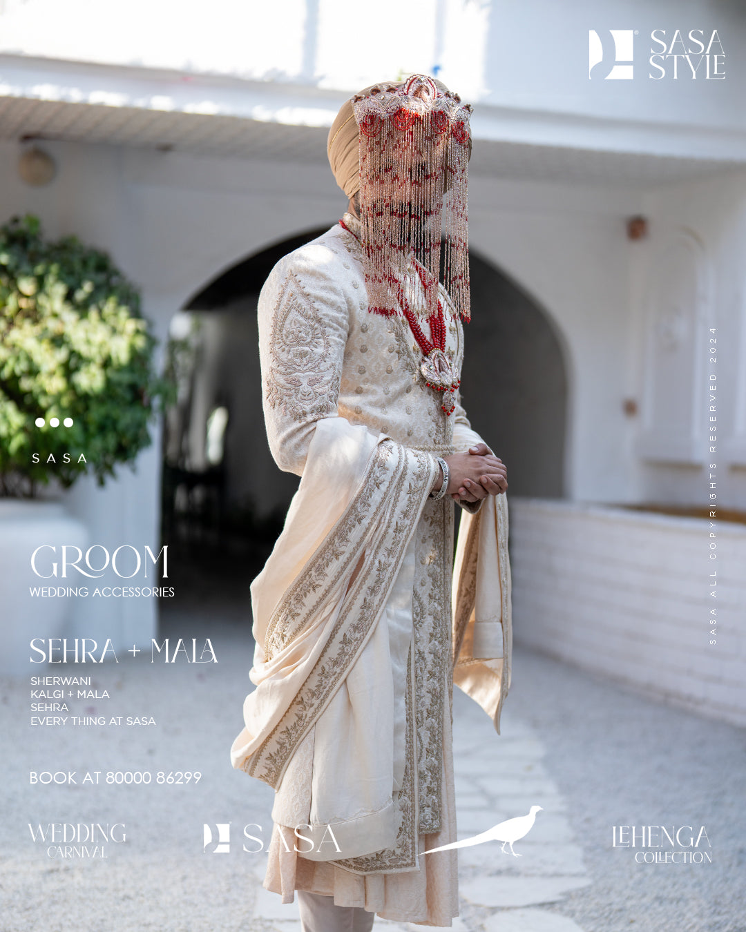 Exquisite Ivory Angrakha Sherwani with Pajami & Pala