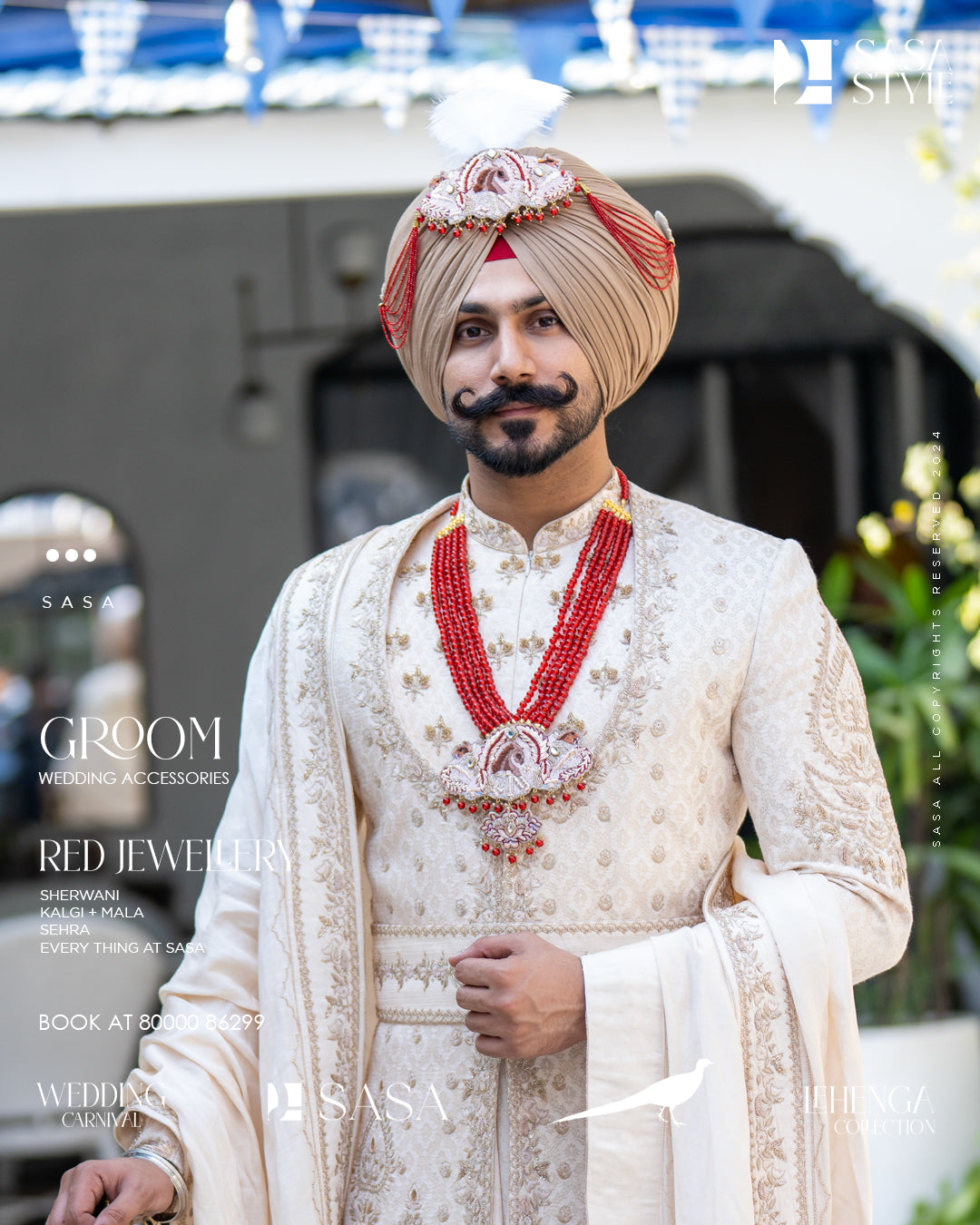 Exquisite Ivory Angrakha Sherwani with Pajami & Pala