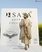 Exquisite Light Pista Green Sherwani with Angrakha, Pajami & Palla