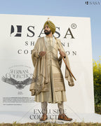 Exquisite Light Pista Green Sherwani with Angrakha, Pajami & Palla