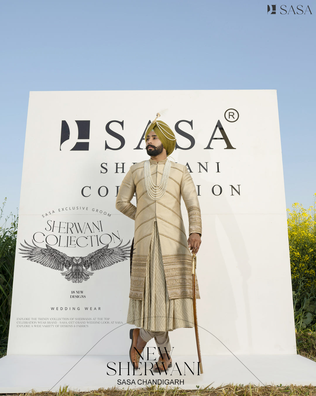 Exquisite Light Pista Green Sherwani with Angrakha, Pajami & Palla