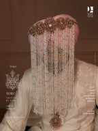 Ivory Beaded Sehra with Dusty Rose Detailing