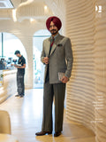 Stone Grey Double-Breasted Tailored Suit